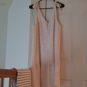LOFT Cream Striped Dress